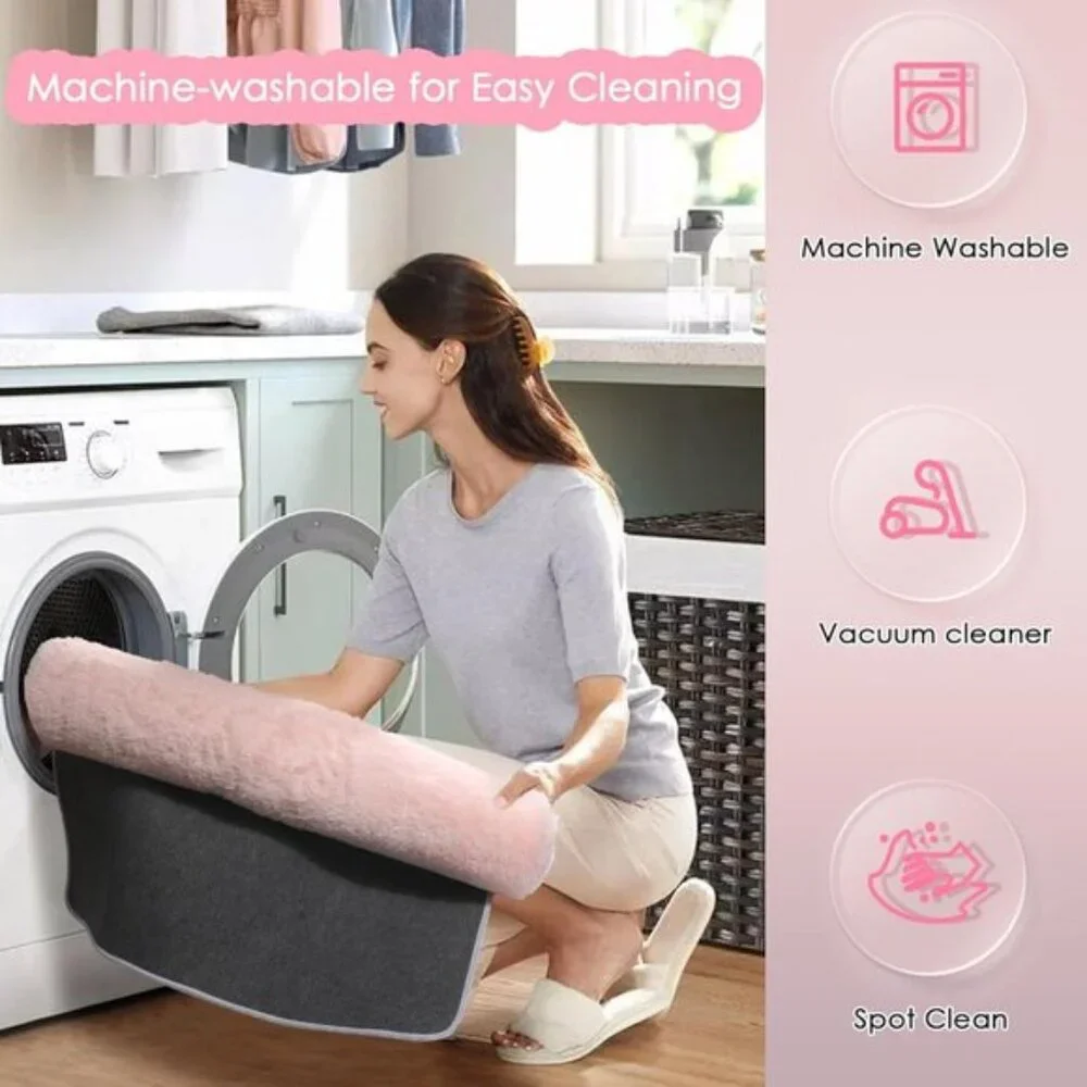 New 4x6 Pink Fluffy Area Rug, Soft Shag Carpet for Girls Bedroom, Nursery & Dorm
